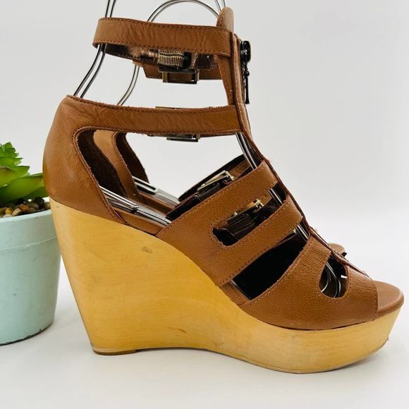 Cynthia Vincent Pacey Gladiator Brown Wedge Size 7.5 - Picture 9 of 16
